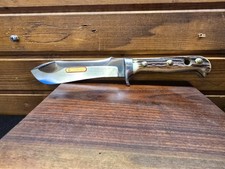 CLEAN VINTAGE 1967 Puma White Hunter 6377 Knife Stag NO SHEATH #2