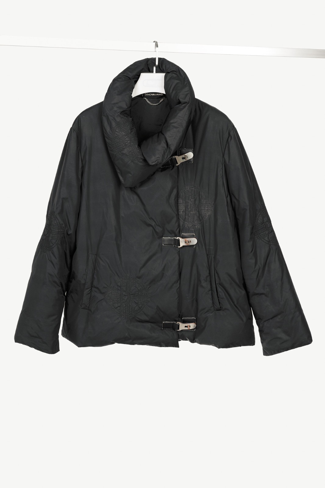 Dino Valiano Black Quilted Medallion Down Jacket US Size 12