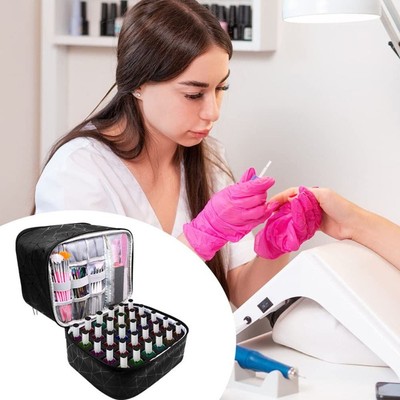 Doppellagige Maniküre Tasche PU Nylon Kosmetik Organizer Tasche Nagellack Gel