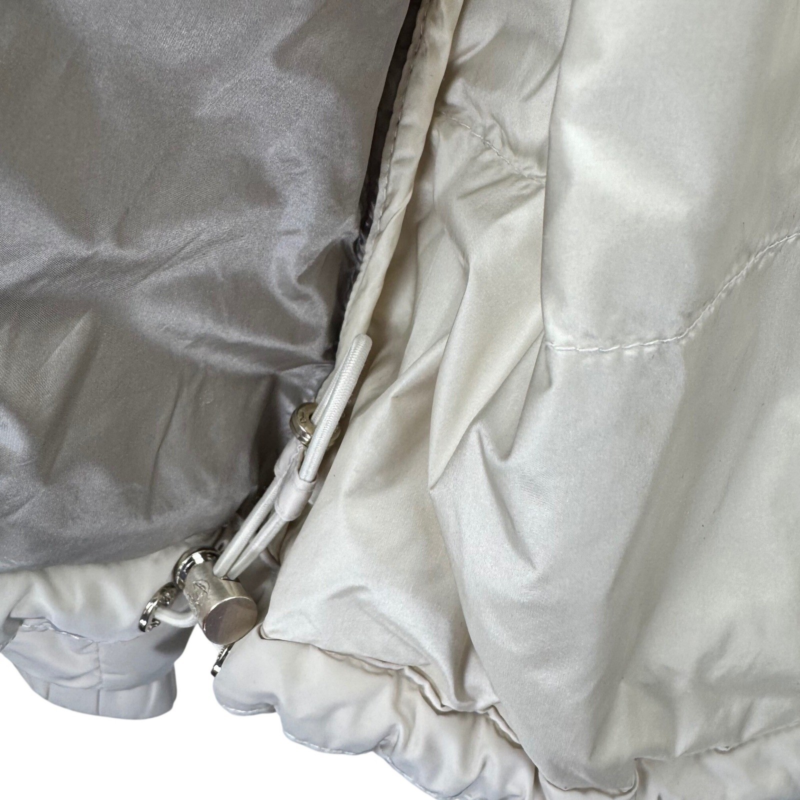 Massimo Dutti Puffer Jacket Small Womens Ivory Water Repellent Quilted Zip Up thumbnail 14