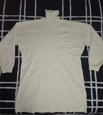 Women’s Cream Turtleneck Knit Pullover Sweater Dress Solid Long Sleeve XL