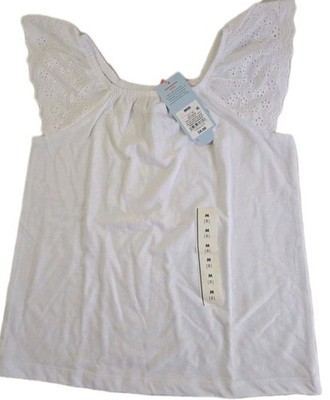 Girls Cat & Jack Ruffled Short Sleeve Top Size M White NWT 10A26