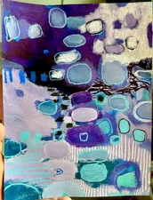 Abstract Waterfall Painting 9x12” Original on Paper Emilia Bachelier Art