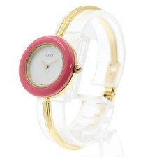 [Near MINT] GUCCI Change Bezel 11/12.2 Gold Pink Quartz Women's Watch From JAPAN