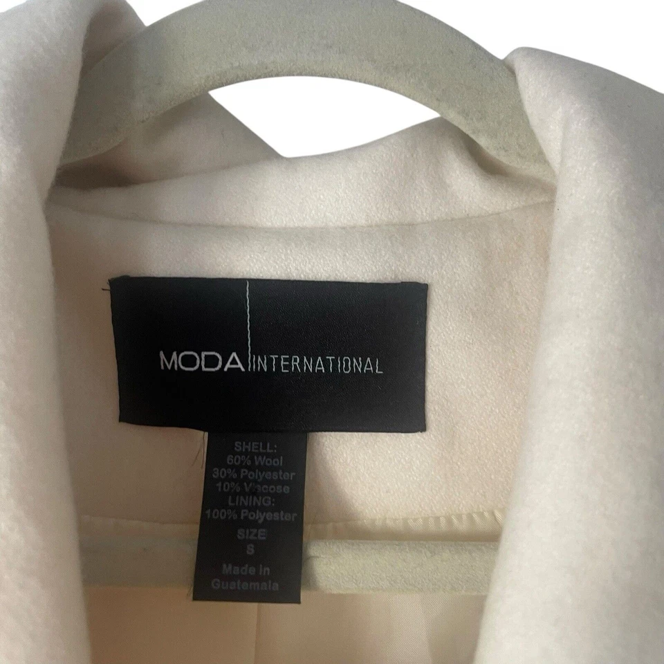 Moda размер маленький шерстяная смесь крем кнопка подпоясанный бушлат старые деньги - Изображение 4 из 4