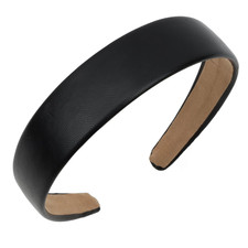 Black Headband 1 Inch PU Leather Headband for Women and Girls Non-Slip Hair Band
