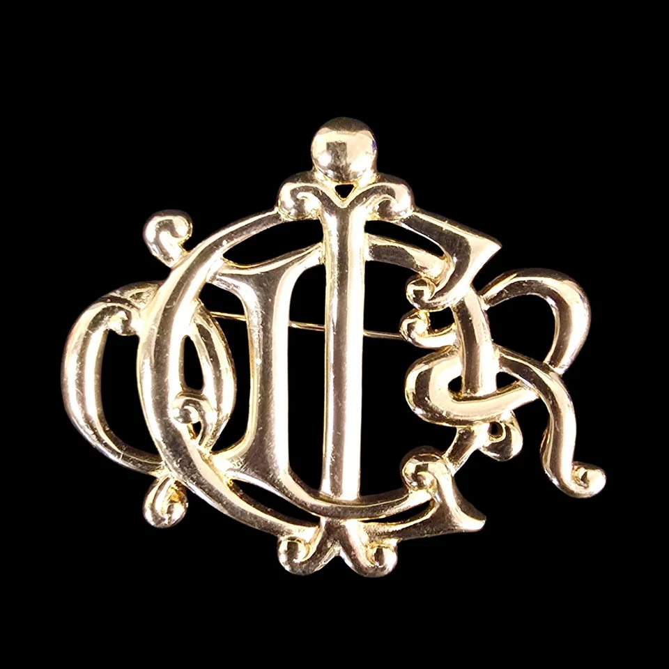Christian Dior Brooch Emblem Gold Tone Vtg Germany - Image 4 of 4