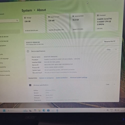 HP EliteDesk 800 G2 MINI i5-6500T 16GB RAM 256GB SSD Windows 11Pro - Afbeelding 5 van 9