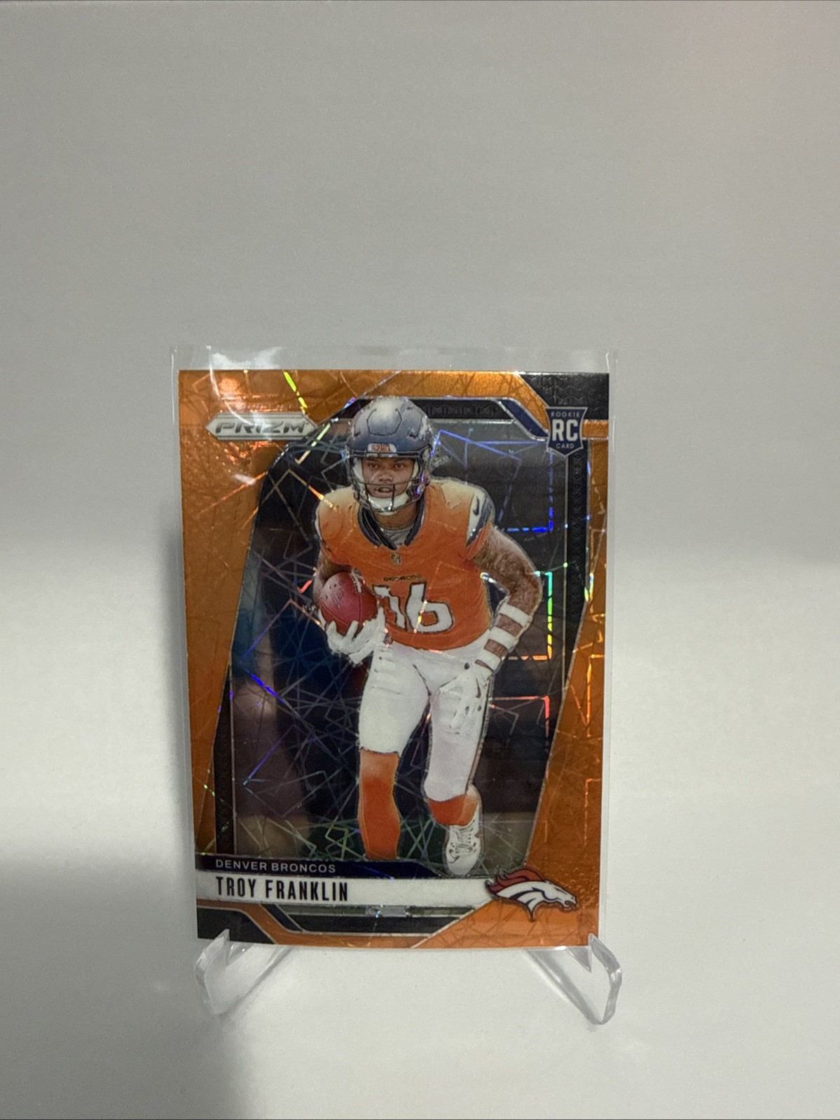 2024 Panini Prizm Troy Franklin Orange Lazer Prizm #393 (RC) Denver Broncos