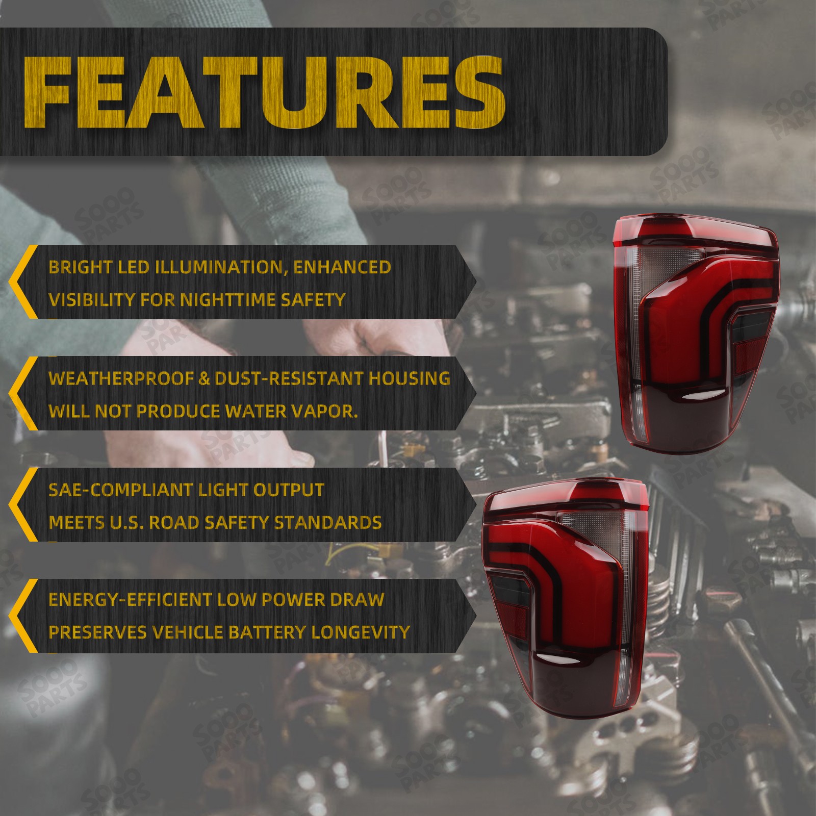 Pair Left & Right Full LED Tail Light Lamp For 2024-2025 Ford F150 W/ Blind Spot