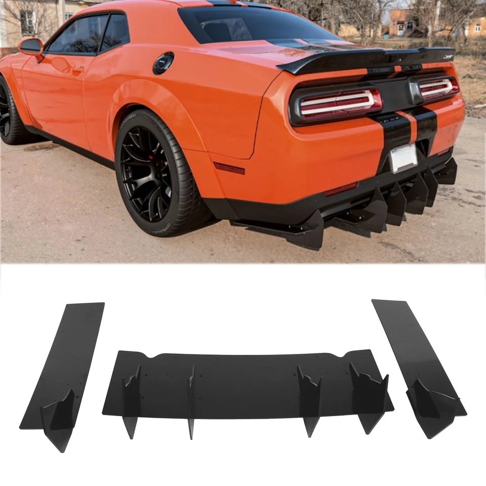  Rear Diffuser for Dodge Challenger Shark Fin Style Splitter Diffuser Spoiler - Image 2 of 4