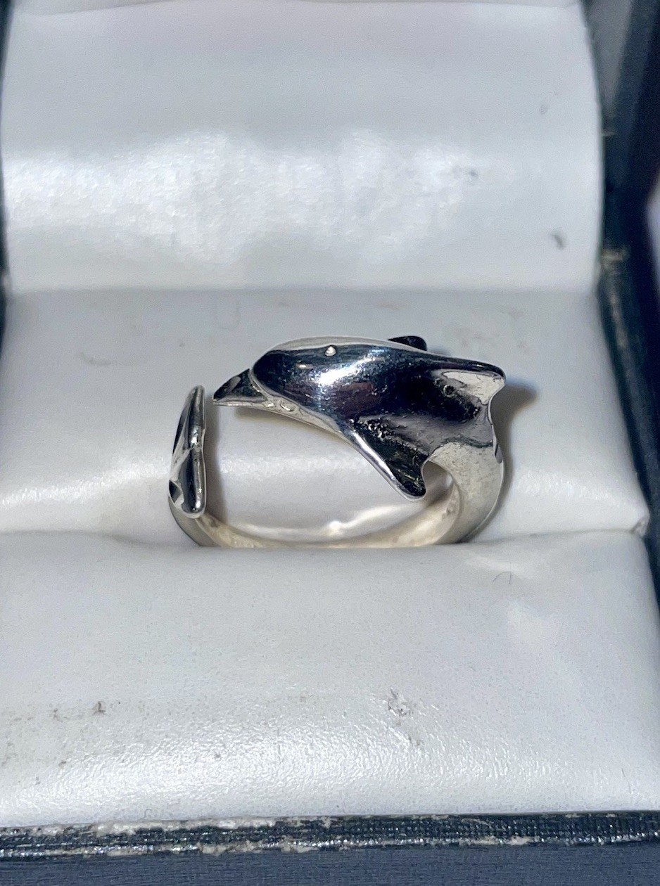 Vintage Solid Sterling Silver Jumping Dolphin Coc… - image 2