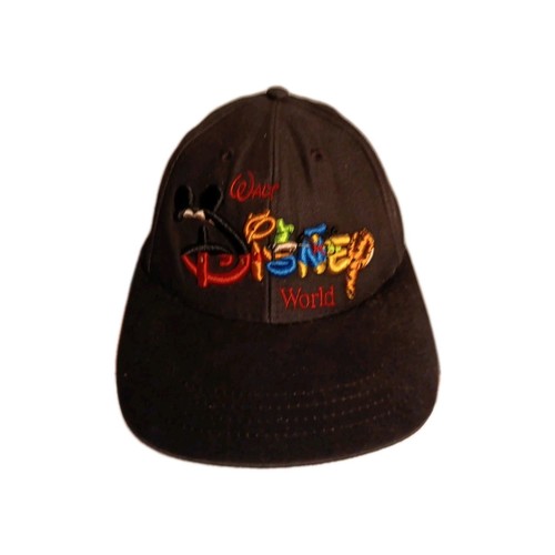 Walt Disney World Raised Letter Character Logo Black Cap Hat Snap Back Mickey