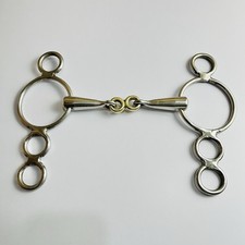 Stainless Steel French Link 3 Ring Dutch Gag Bit Elevator Cheek, Single jointed