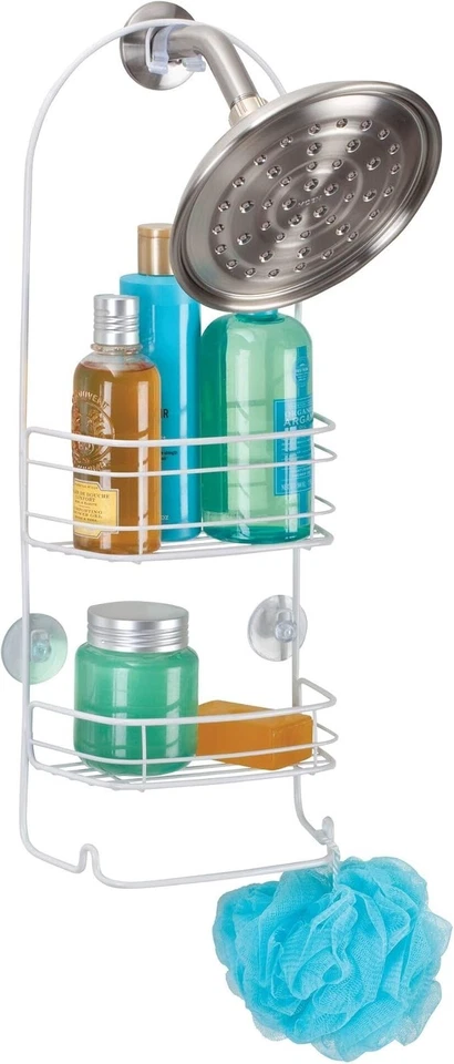 Carrito de ducha de baño 8,7"" x 4,2"" x 21"" acero, blanco, InterDesign 58652 Rondo Foto 2 de 2