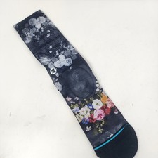 Stance Marie Athletic Crew Socks Mens L Muted Black Floral Medium Cushioning