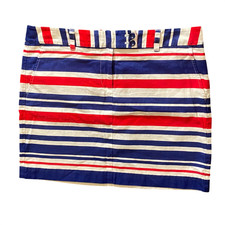 Vineyard Vines Skirt Womens 12 Red Blue White Striped Casual Mini Cotton Linen