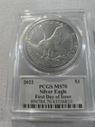 RARE SIGNED 2022 $1 US American Eagle PCGS .999 Silver FIRST DAY L.E. 1/200