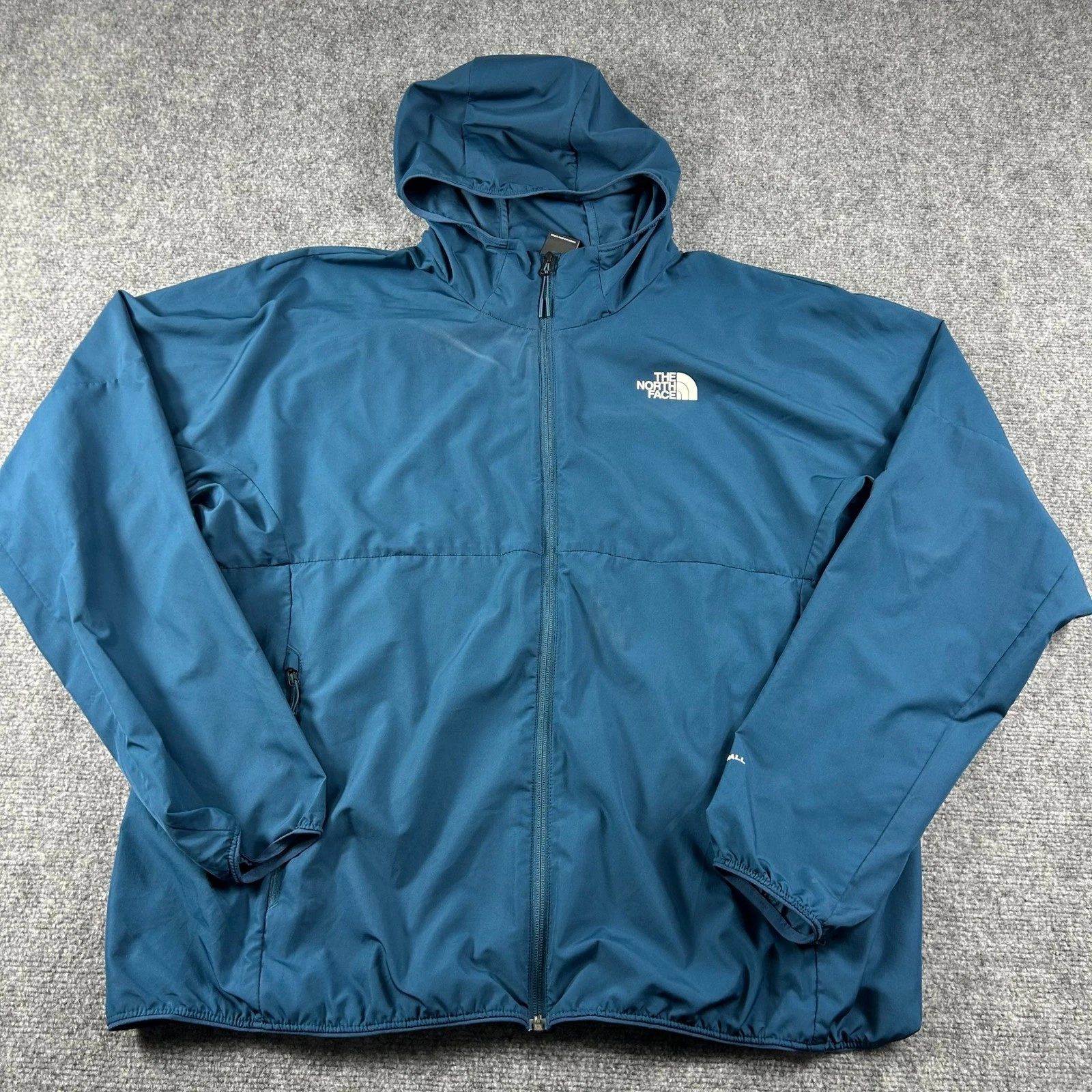 The North Face Windbreaker Jacket Mens XXL Blue WindWall Hooded Full Zip Hiking