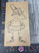 Art Impressions Old Lady Tutu Ballerina Glasses M-1767 Rubber Stamp Wood #A30