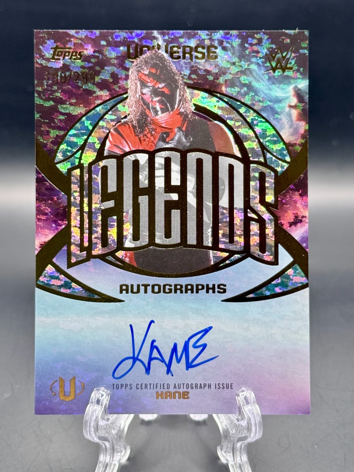 2026 Kane Topps Universe WWE Legends Autographs Aqua Speckle #190/299