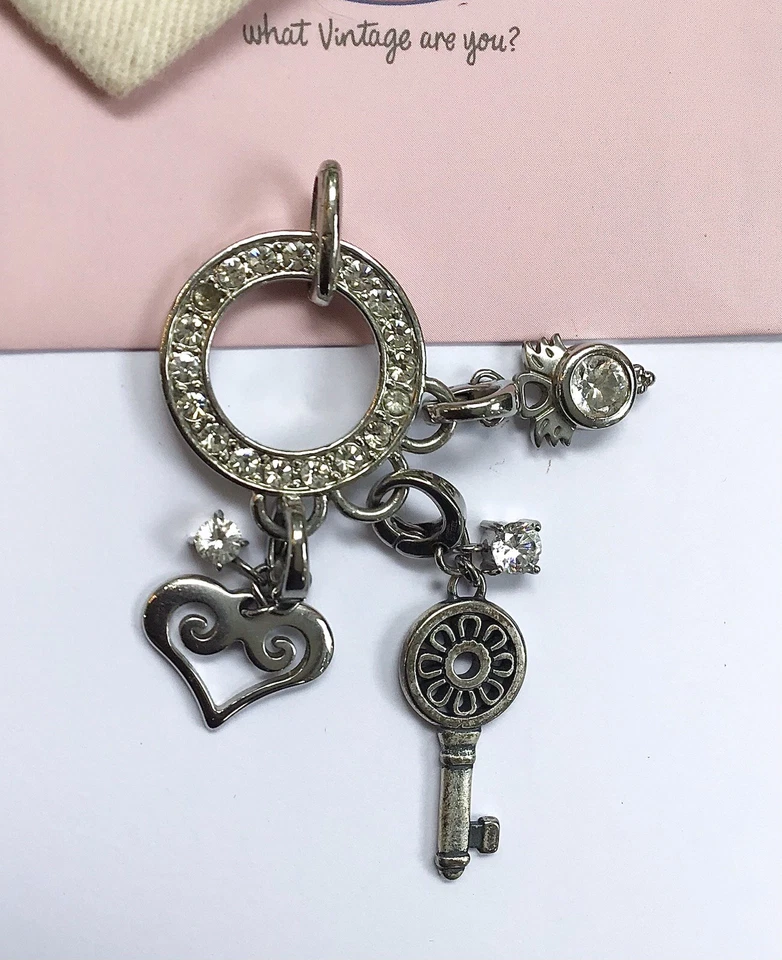 Fossil Charm Träger m. 3 Fossil Charms Edelstahl + Modeschmuck Halskette 62 cm🎀 - Bild 4 von 4