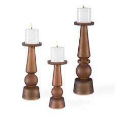 Uttermost 18045 Cassiopeia Glass Table Pillar Candle Holder - Set - Matte Butter