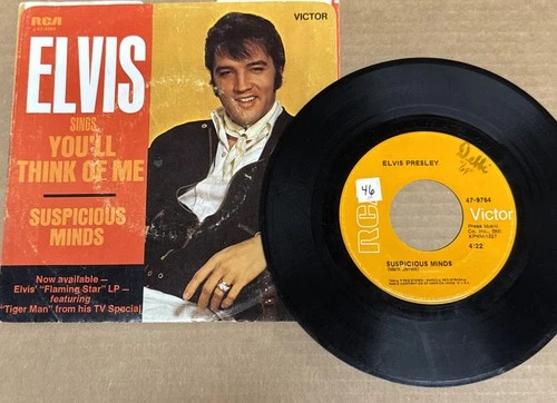 45 rpm Vintage 7” Vinyl Single Record Jukebox Elvis Presley Suspicious Minds
