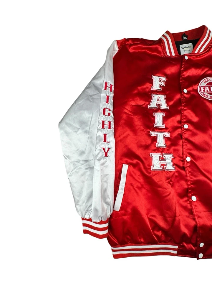 Chaqueta Walk In Faith roja satinada con botones para hombre 5XL manga cosida muy favorecida Foto 4 de 4
