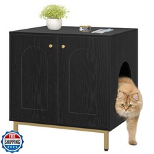 Hzuaneri Cat Litter Box Enclosure, Hidden Litter Box Furniture Cabinet, Woode