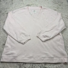 C&C California Women's XL Oversized Pale Pink Waffle Knit V-Neck Knit Top