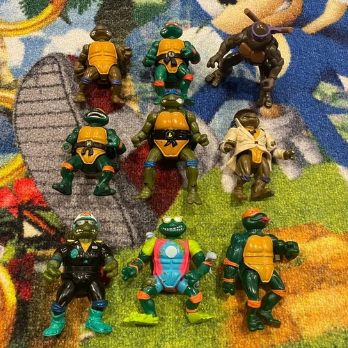Teenage Mutant Ninja Turtles Lot Of 9 Figures Playmates Vintage Used TMNT