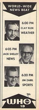 1964 WHO tv ad~Clay Rusk~Jack Shelley~Jim Zabel~News in Des Moines,Iowa