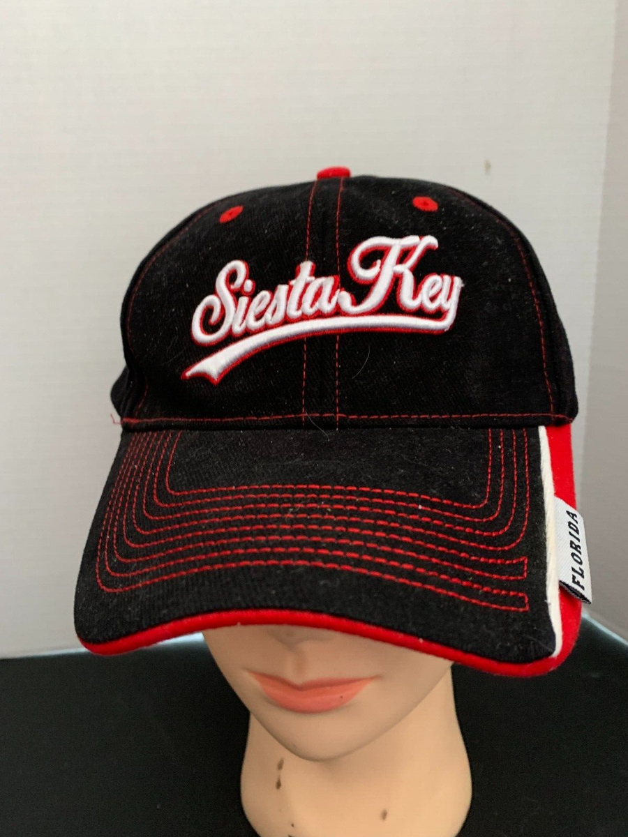 BEACH CLUB SIESTA KEY FLORIDA BLACK ADJUSTABLE TRUCKERS HAT