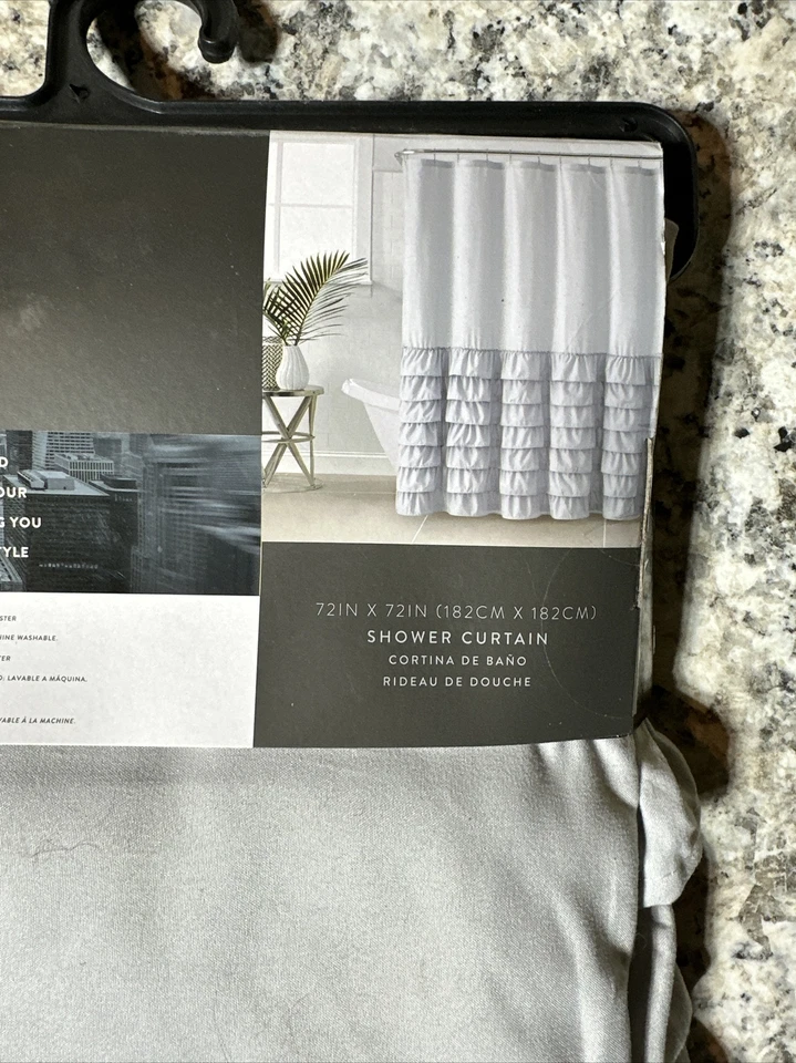 "Cortina de ducha de tela V C New York algodón azul claro nueva 72"" X 72""" Foto 3 de 3