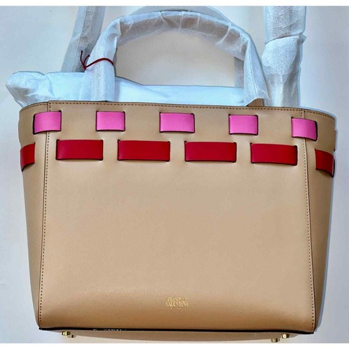 Frances Valentine Henry Basketweave Tote ~ Natural (Tan, Pink, Red) - Picture 6 of 9
