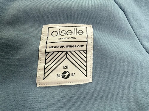 OISELLE Blue Full Zip Jacket Reflective Silver Neck and Sleeves. Size Women's L - Picture 2 of 10