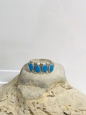 Wheeler Manufacturing Co. Sterling Four Tear Drop Turquoise, Band Ring Size 9.25