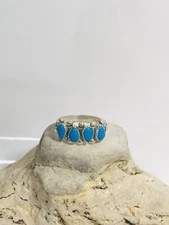 Wheeler Manufacturing Co. Sterling Four Tear Drop Turquoise, Band Ring Size 9.25