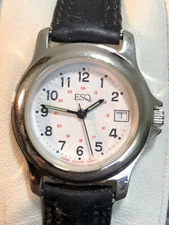 Vintage ESQ Swiss/Movado Women’s Watch Military Time 29mm Wristwatch New Battery