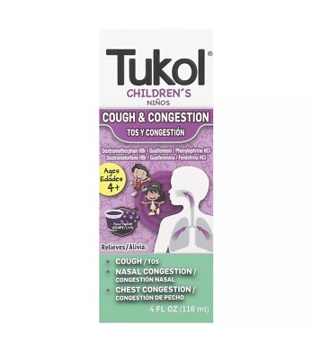 Tukol Children's Cough & Cold COgestion Medicine Syrup 4 oz