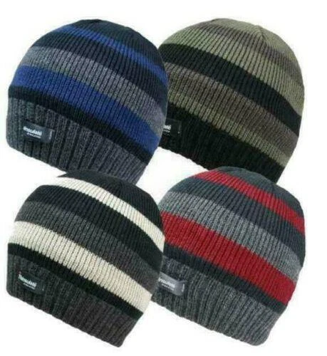New RockJock R40 Plain or Striped Thermal Beanie Hat men women wooly woolen