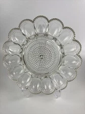 Vintage Indiana Glass Hobnail Clear Deviled Egg Plate 15 Eggs- Make 16 & Eat 1!