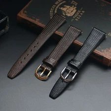 12 14 16mm 17mm 18mm 19mm 20mm Watch Band Strap Lizard Calf Leather Black Brown