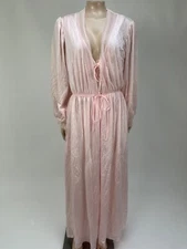 Vintage 70's 80's Val Mode Lace Negligee Lingerie Nightgown Set maxi pink Z3-8