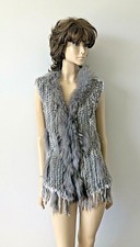 Gaby & Eden Gray Rabbit -racoon Knit Vest Size M