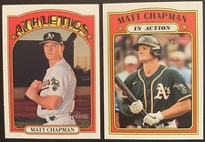 (18) 2021 TOPPS HERITAGE MATT CHAPMAN BASE IN ACTION #123 124 OAKLAND A’S
