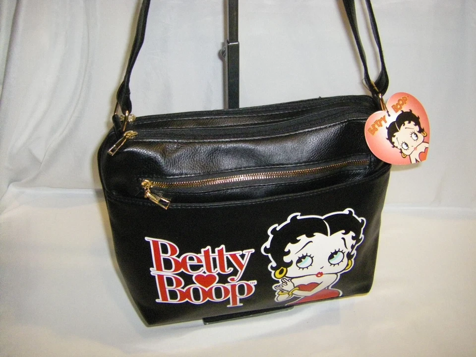 Betty Boop Double Entry Crossbody Bag Medium Black Multi New Sealed - Image 3 of 4