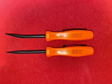 SNAP ON Tools NEW 2pc ORANGE 5"  STRAIGHT & BENT Mini Pocket Prybar Set USA!