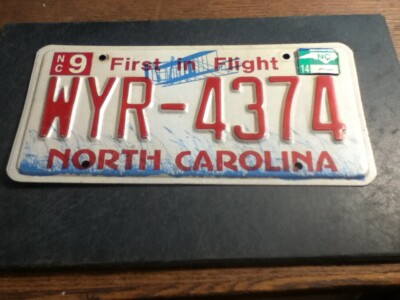 License Plate Tag North Carolina WYR 4374 First in Flight 2014 Vintage Rustic